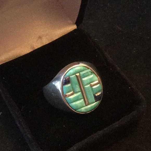 Gentlemen’s Genuine Turquoise Ring - Picture 4 of 8